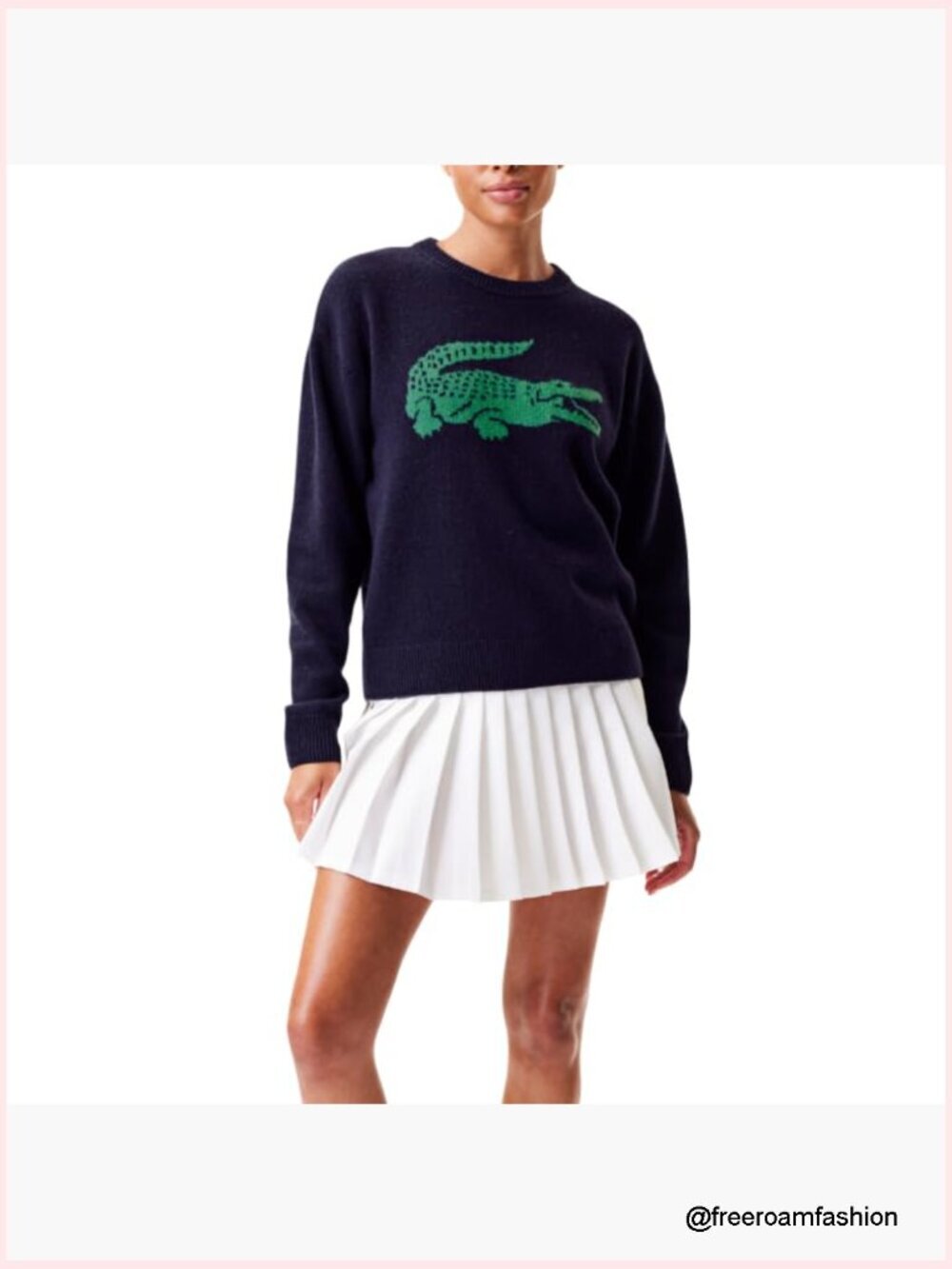 Cashmere Blend Crewneck Pullover Sweater with Crocodile Design - Picture 4 of 6
